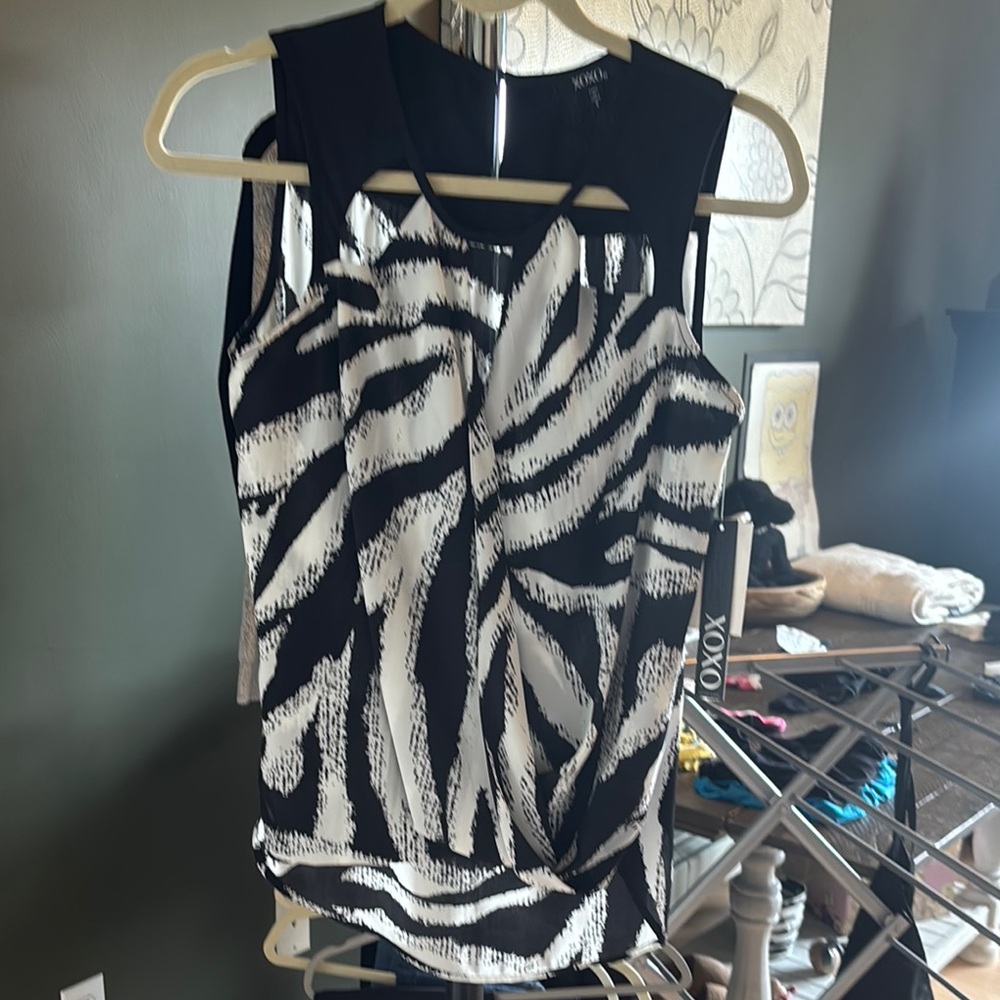 XOXO Black and White Zebra Print Tank Top